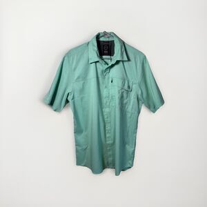 Wrangler AGT Mens Short Sleeve Button-up  Shirt Aqua Green Size Medium  Outdoor